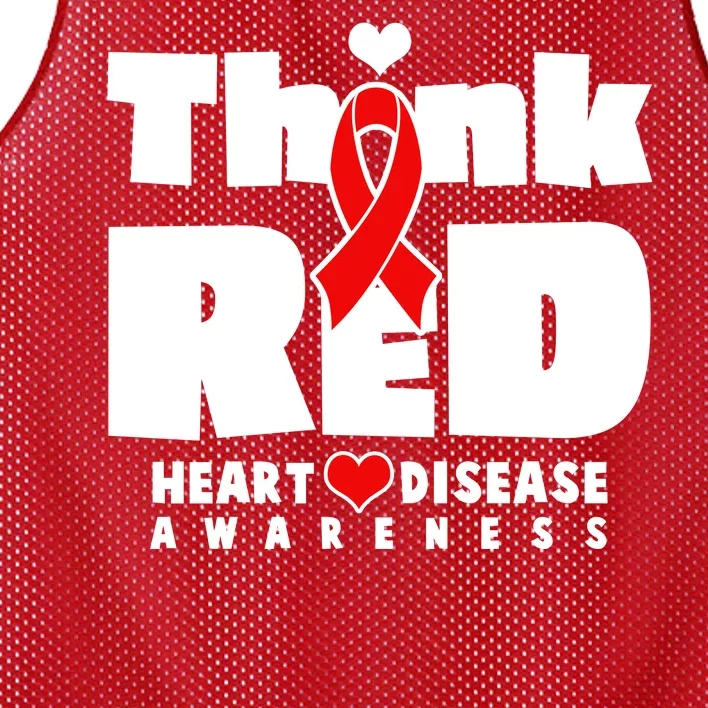 Think Red Heart Disease Awareness Mesh Reversible Basketball Jersey Tank