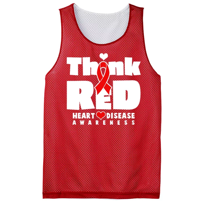 Think Red Heart Disease Awareness Mesh Reversible Basketball Jersey Tank