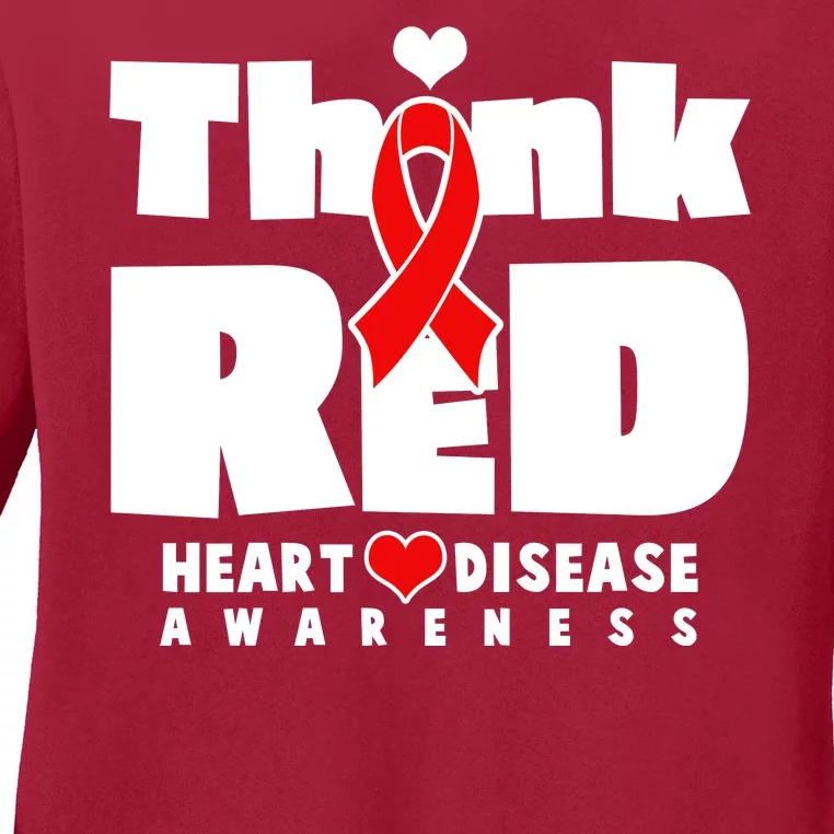 Think Red Heart Disease Awareness Ladies Long Sleeve Shirt