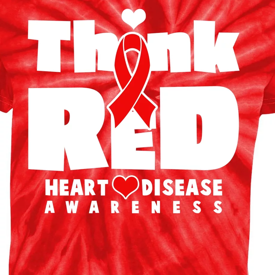 Think Red Heart Disease Awareness Kids Tie-Dye T-Shirt