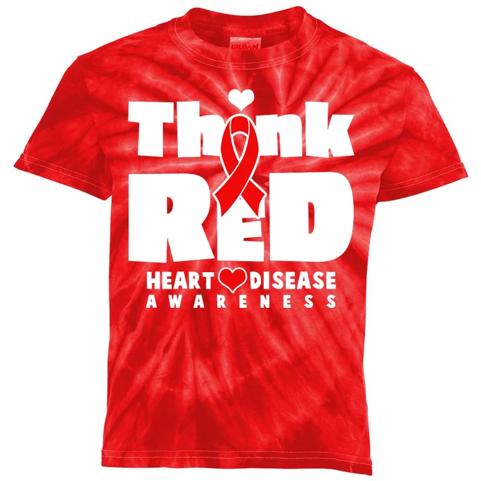 Think Red Heart Disease Awareness Kids Tie-Dye T-Shirt