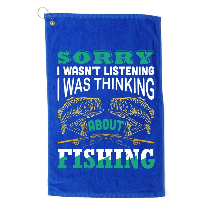 Thinking About Fishing Funny Platinum Collection Golf Towel