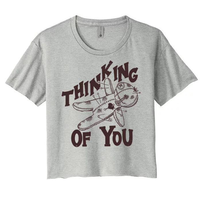 Thinking Of You Voodoo Doll Funny Women's Crop Top Tee