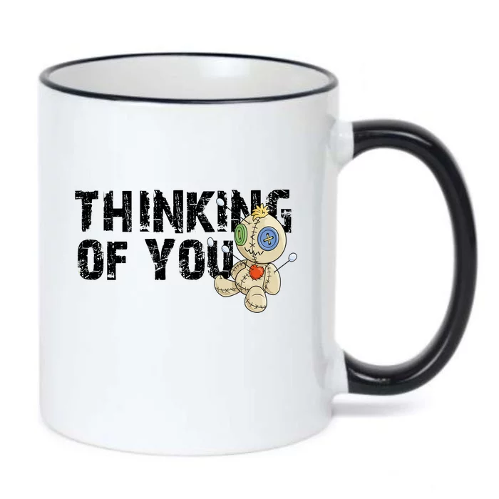 Thinking Of You Voodoo Doll Funny Meme Black Color Changing Mug