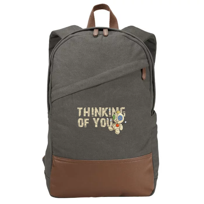 Thinking Of You Voodoo Doll Funny Meme Cotton Canvas Backpack