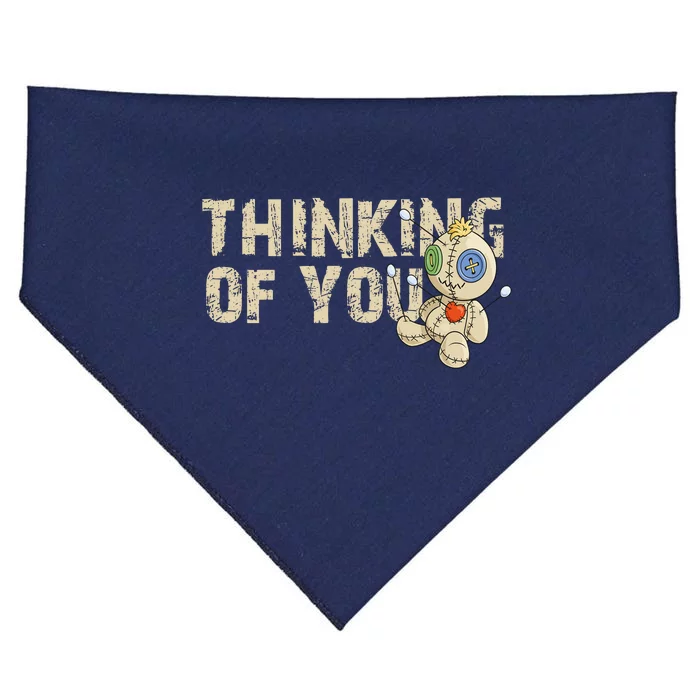 Thinking Of You Voodoo Doll Funny Meme USA-Made Doggie Bandana