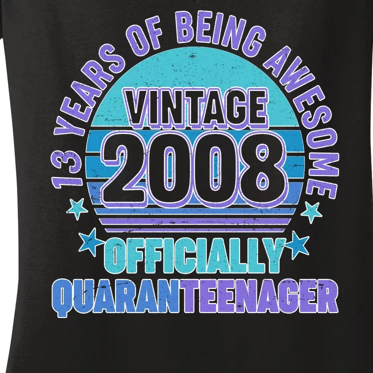 Thirteen 13 Years of Being Awesome Officially QuaranTeenager Women's V-Neck T-Shirt