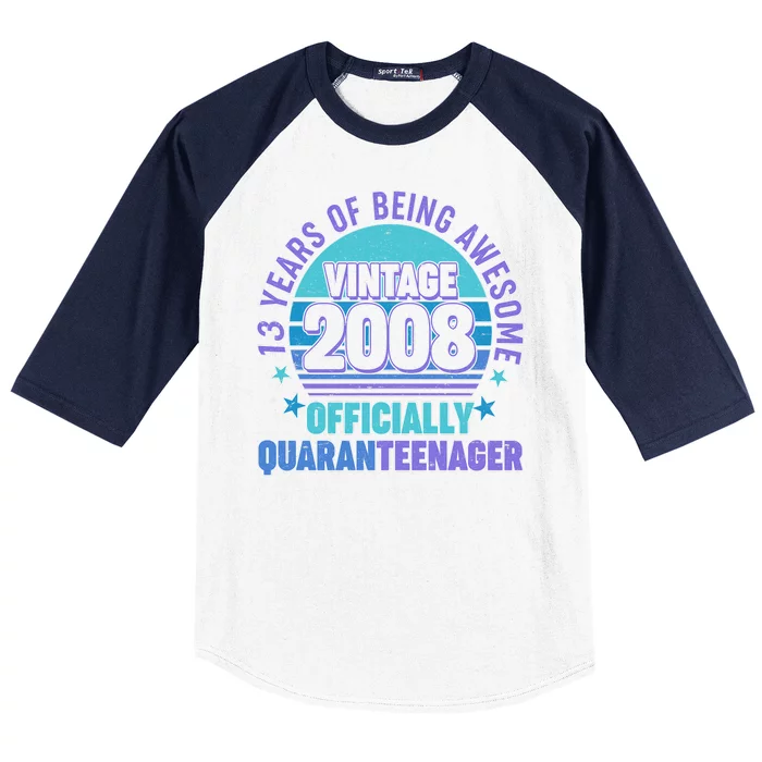 Thirteen 13 Years of Being Awesome Officially QuaranTeenager Baseball Sleeve Shirt