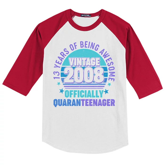 Thirteen 13 Years of Being Awesome Officially QuaranTeenager Kids Colorblock Raglan Jersey