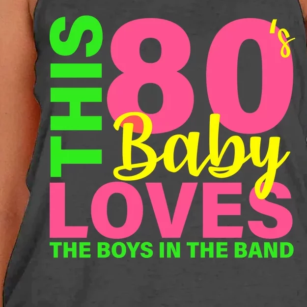 This 80's Baby Loves The Boys In The Band Women's Knotted Racerback Tank