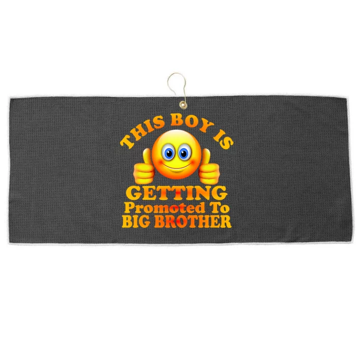 This Boy is Getting Promoted To Big Brother Smiley Emoji Large Microfiber Waffle Golf Towel