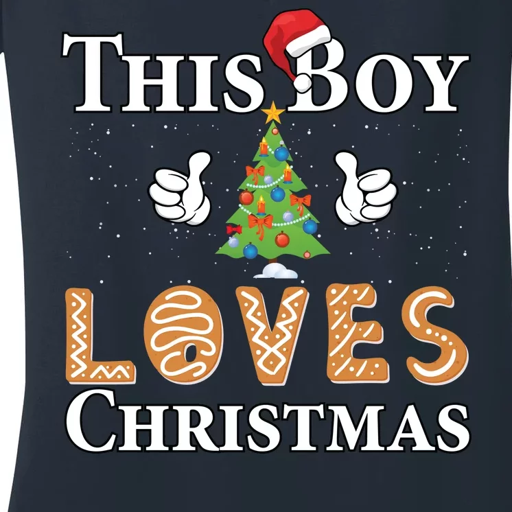 This Boy Loves Christmas Women's V-Neck T-Shirt