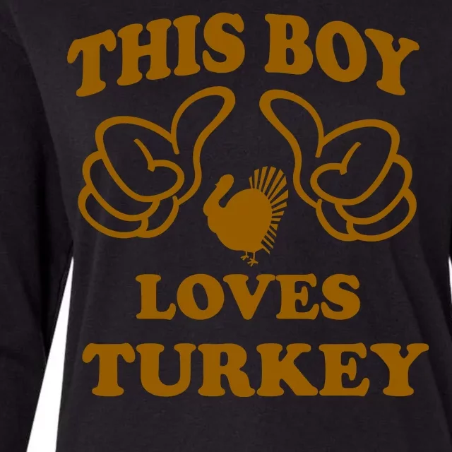 This Boy Loves Turkey Womens Cotton Relaxed Long Sleeve T-Shirt