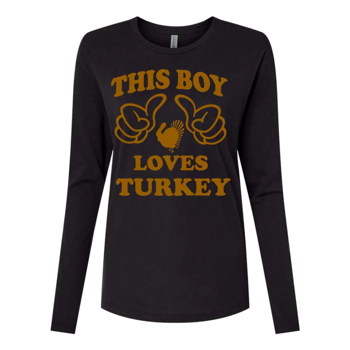 This Boy Loves Turkey Womens Cotton Relaxed Long Sleeve T-Shirt