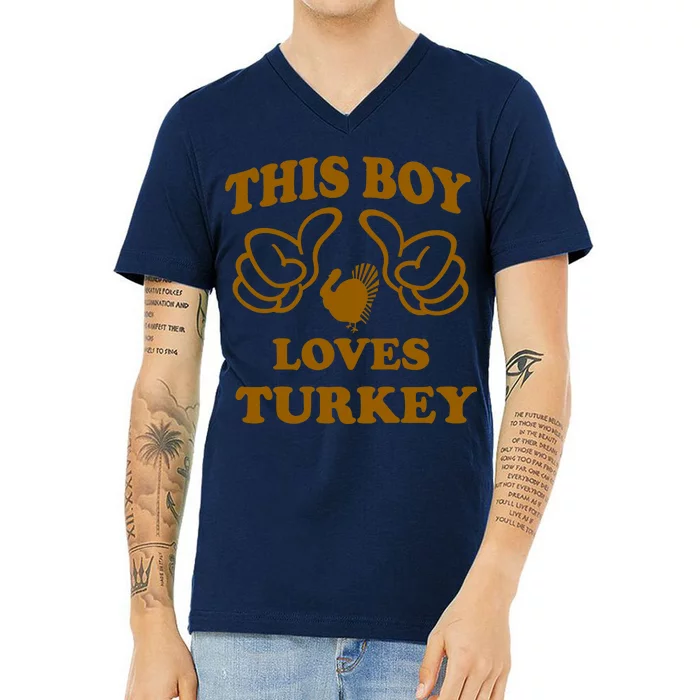 This Boy Loves Turkey V-Neck T-Shirt