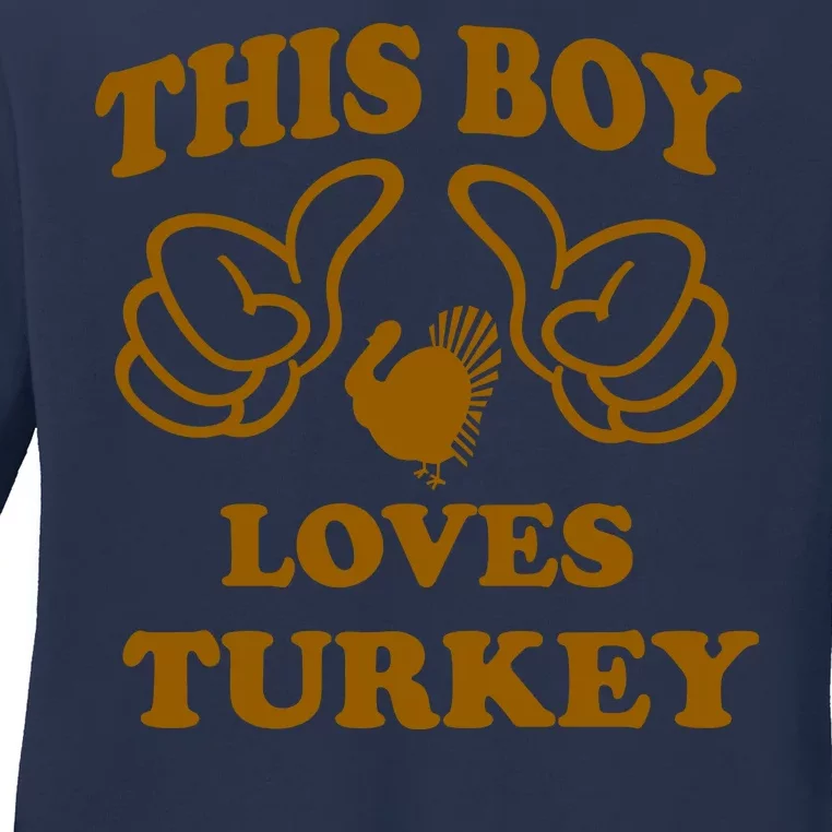 This Boy Loves Turkey Ladies Long Sleeve Shirt