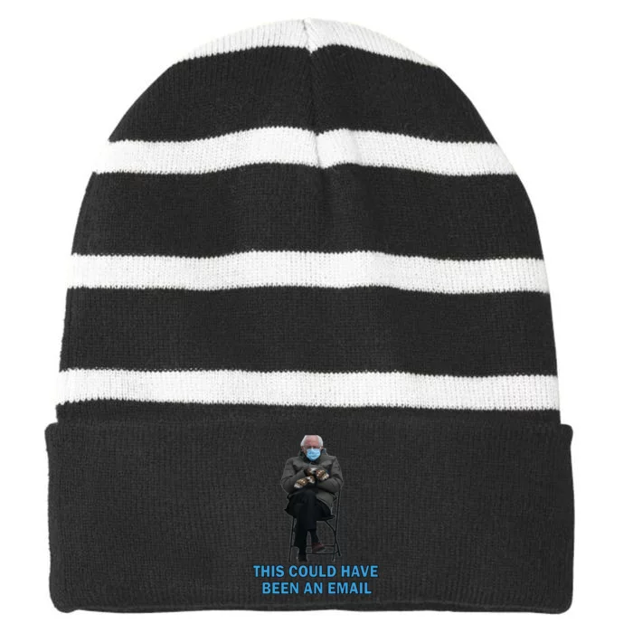 This Could Have Been An Email Bernie Sanders Mittens Sitting Striped Beanie with Solid Band