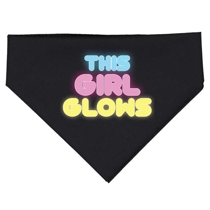 This Girl Glows Retro Neon Party USA-Made Doggie Bandana