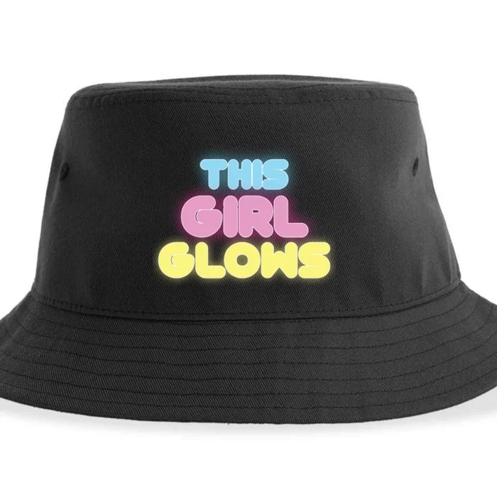 This Girl Glows Retro Neon Party Sustainable Bucket Hat