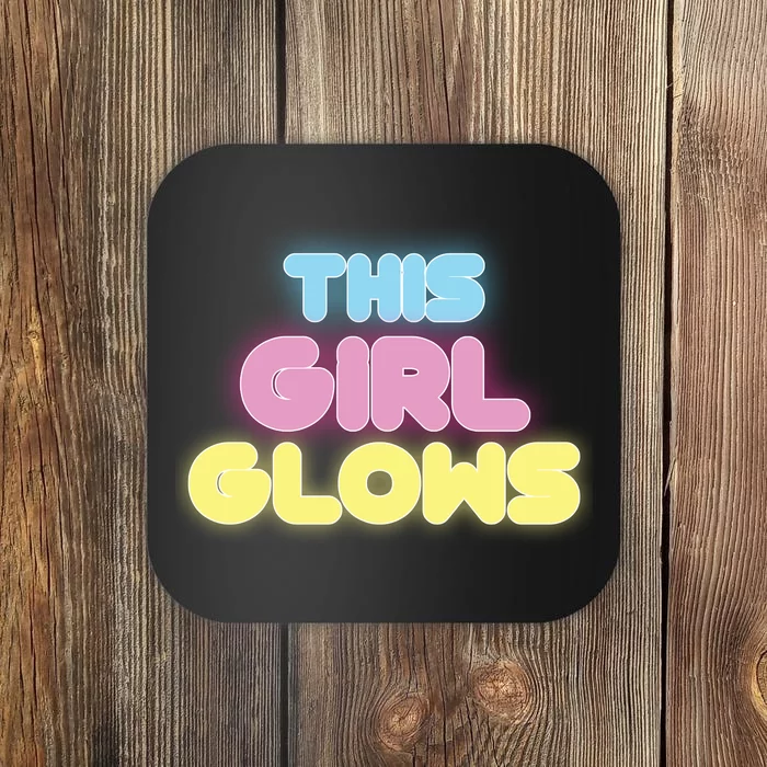 This Girl Glows Retro Neon Party Coaster