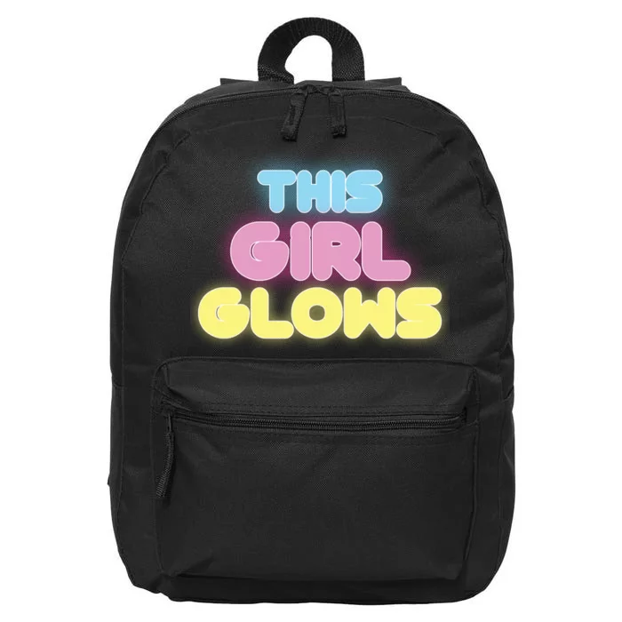 This Girl Glows Retro Neon Party 16 in Basic Backpack