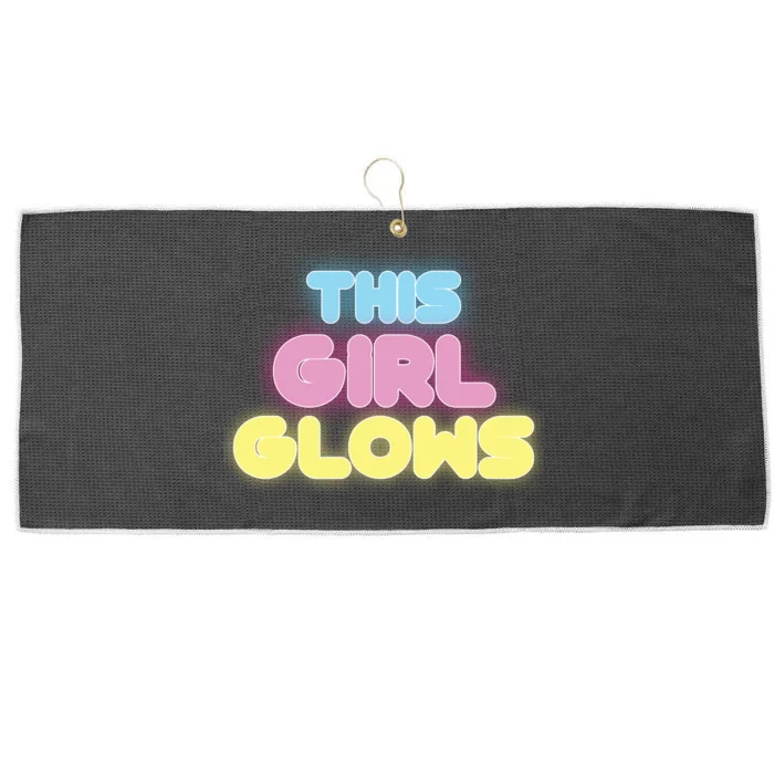 This Girl Glows Retro Neon Party Large Microfiber Waffle Golf Towel