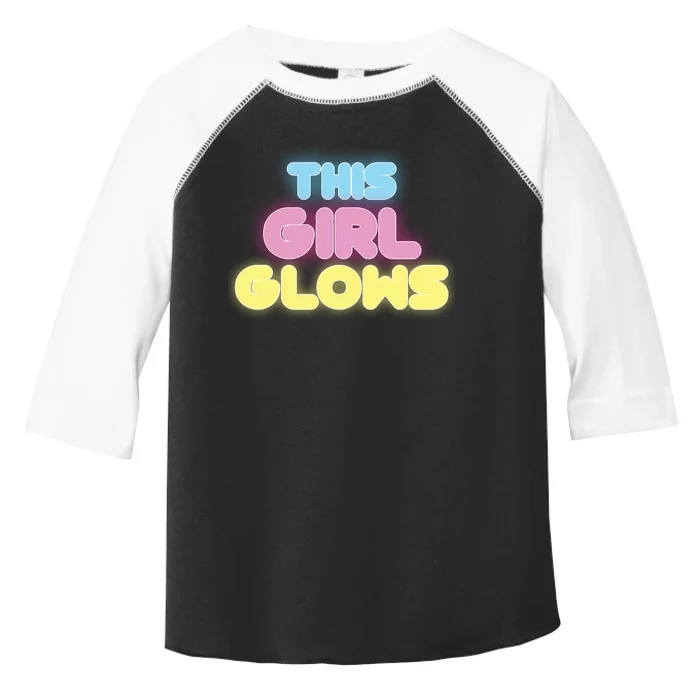 This Girl Glows Retro Neon Party Toddler Fine Jersey T-Shirt