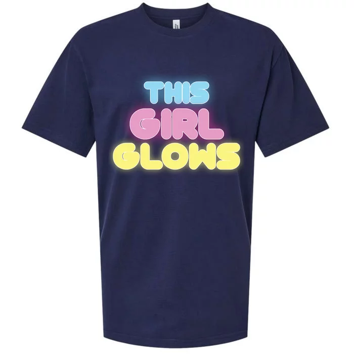 This Girl Glows Retro Neon Party Sueded Cloud Jersey T-Shirt