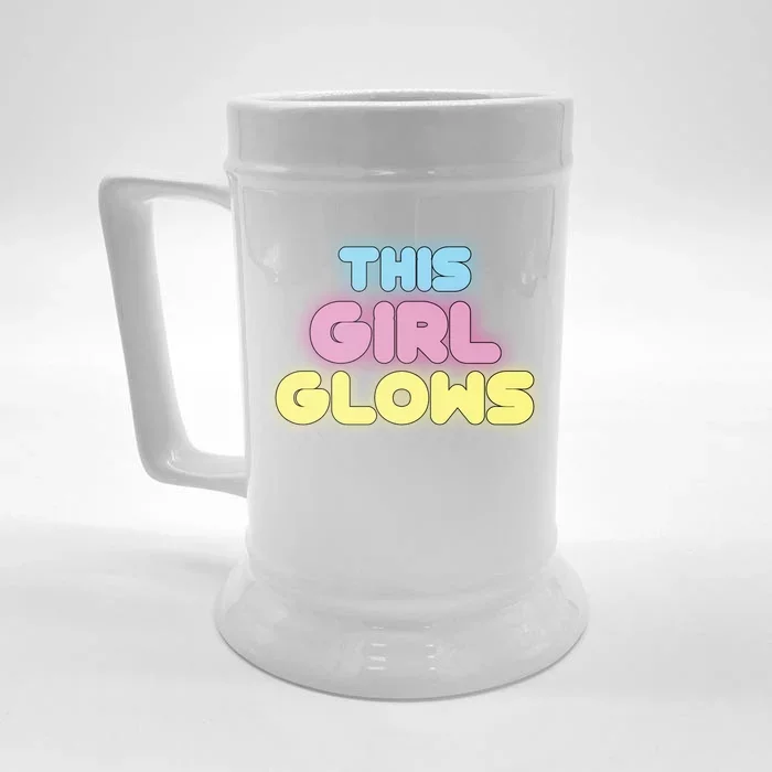 This Girl Glows Retro Neon Party Front & Back Beer Stein