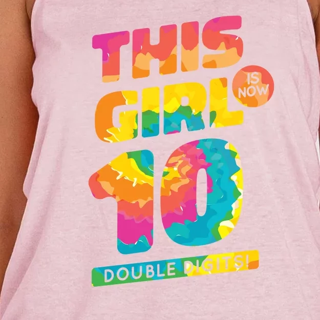 This Girl Is Now 10 Double Digits Women's Knotted Racerback Tank