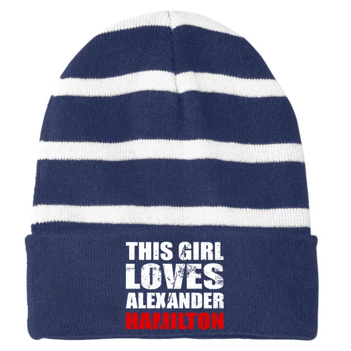 This Girl Loves Alexander Hamilton Striped Beanie with Solid Band