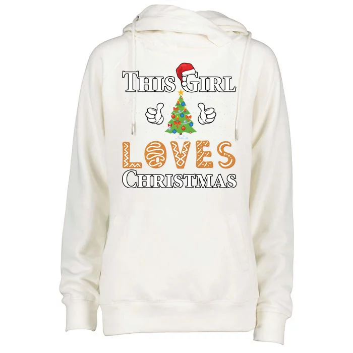 This Girl Loves Christmas Womens Funnel Neck Pullover Hood