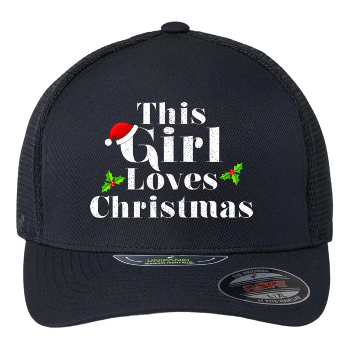 This Girl Loves Christmas Cute Flexfit Unipanel Trucker Cap