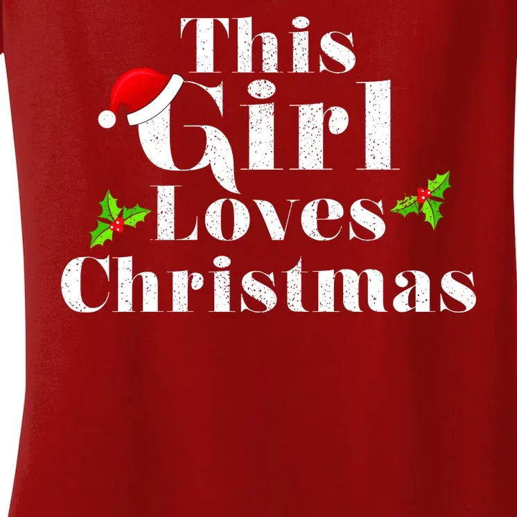 This Girl Loves Christmas Cute Women's V-Neck T-Shirt