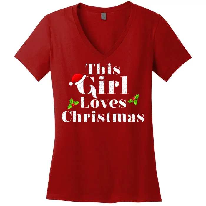 This Girl Loves Christmas Cute Women's V-Neck T-Shirt