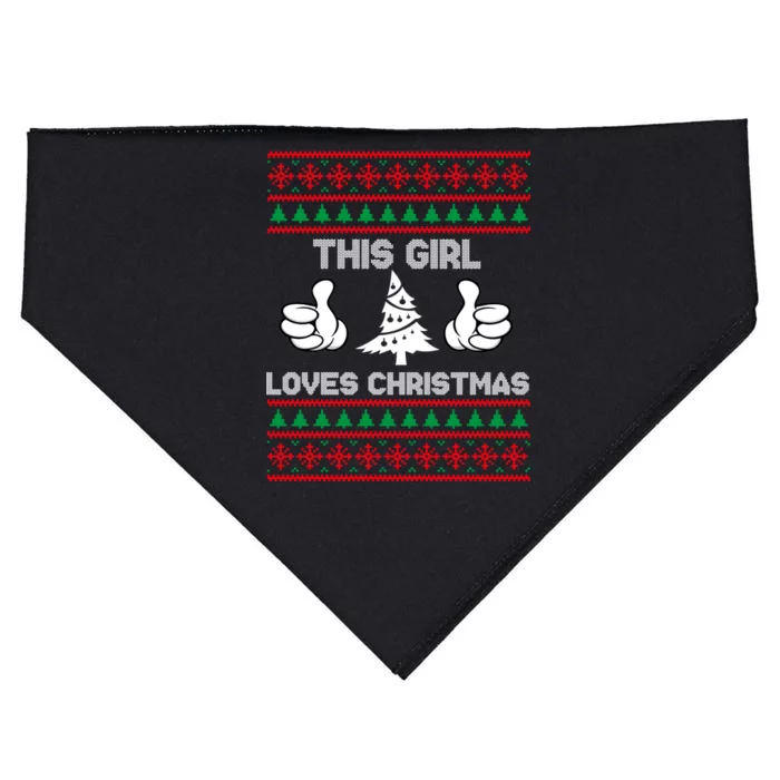 This Girl Loves Christmas Ugly Christmas USA-Made Doggie Bandana