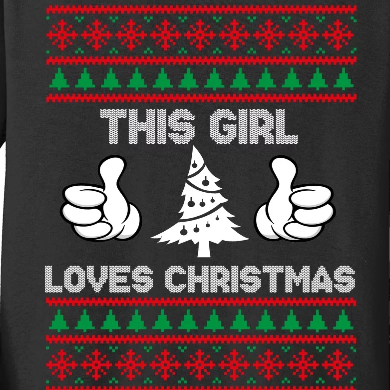 This Girl Loves Christmas Ugly Christmas Kids Long Sleeve Shirt