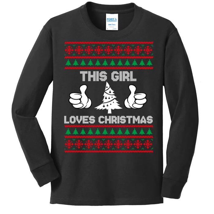 This Girl Loves Christmas Ugly Christmas Kids Long Sleeve Shirt