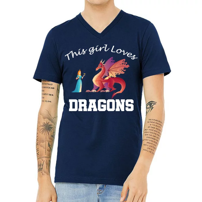 This Girl Loves Dragons V-Neck T-Shirt