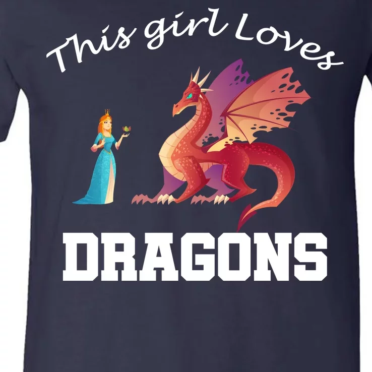 This Girl Loves Dragons V-Neck T-Shirt