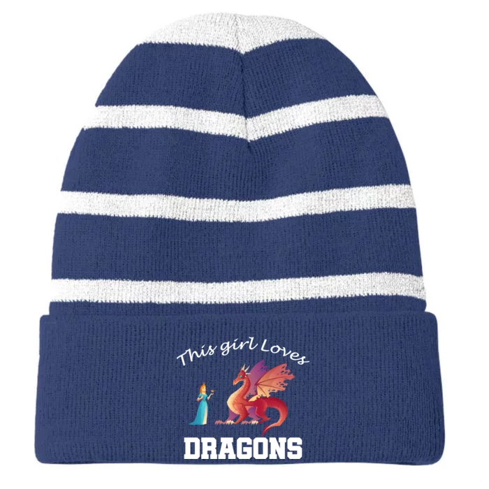 This Girl Loves Dragons Striped Beanie with Solid Band