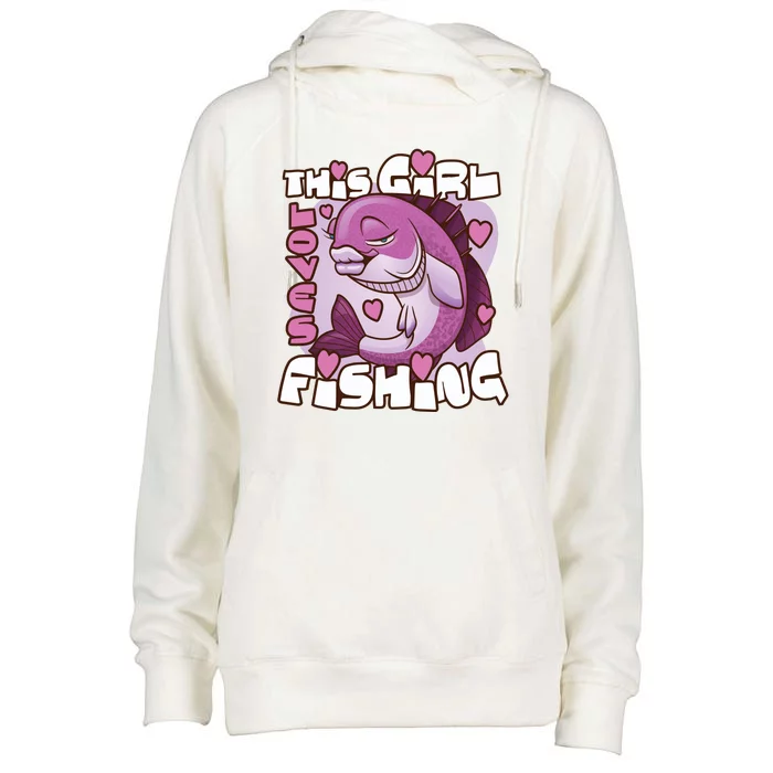 This Girl Loves Fishing Womens Funnel Neck Pullover Hood