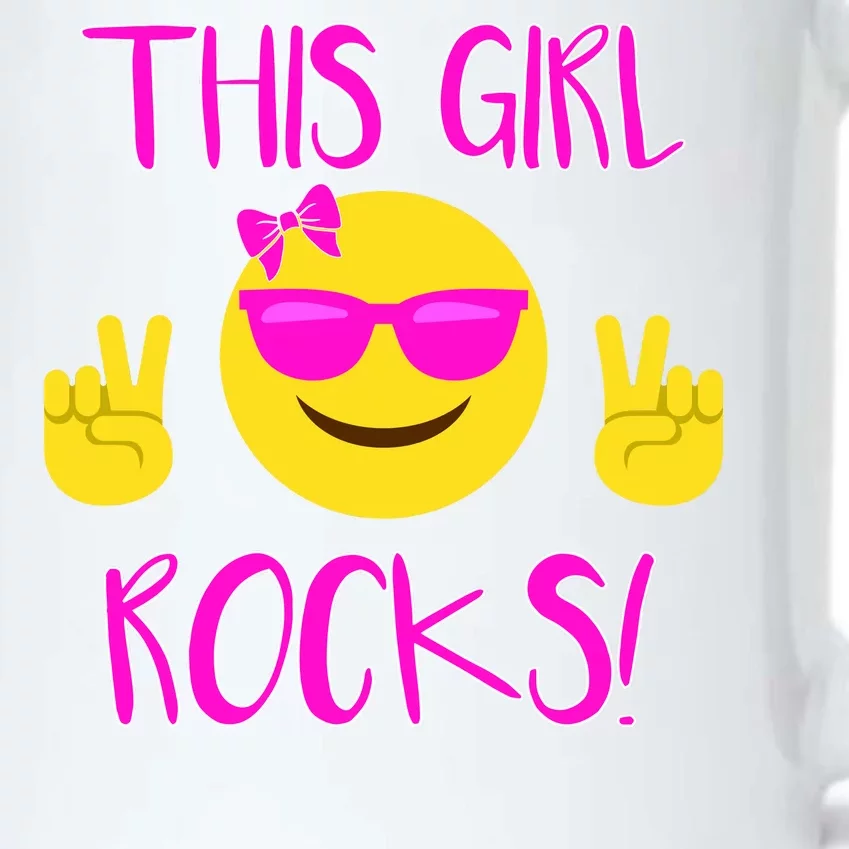 This Girl Rocks Funny Emoji Black Color Changing Mug