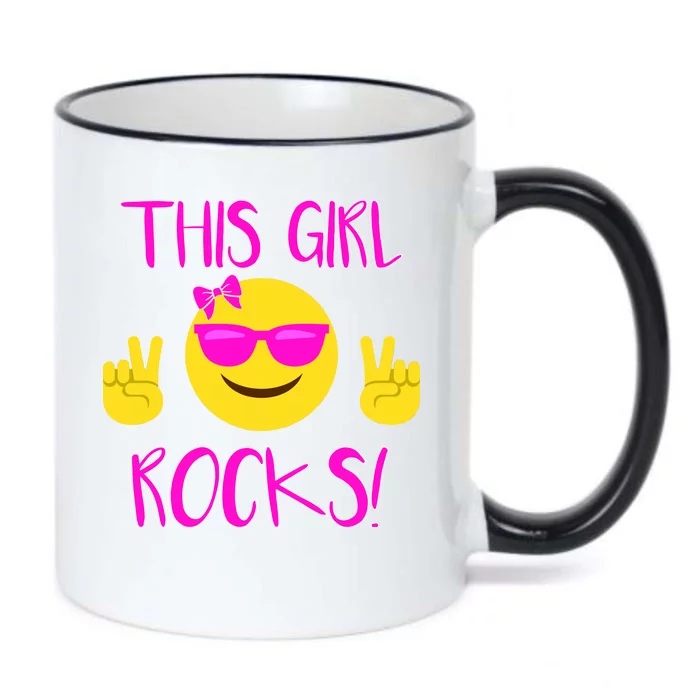 This Girl Rocks Funny Emoji Black Color Changing Mug