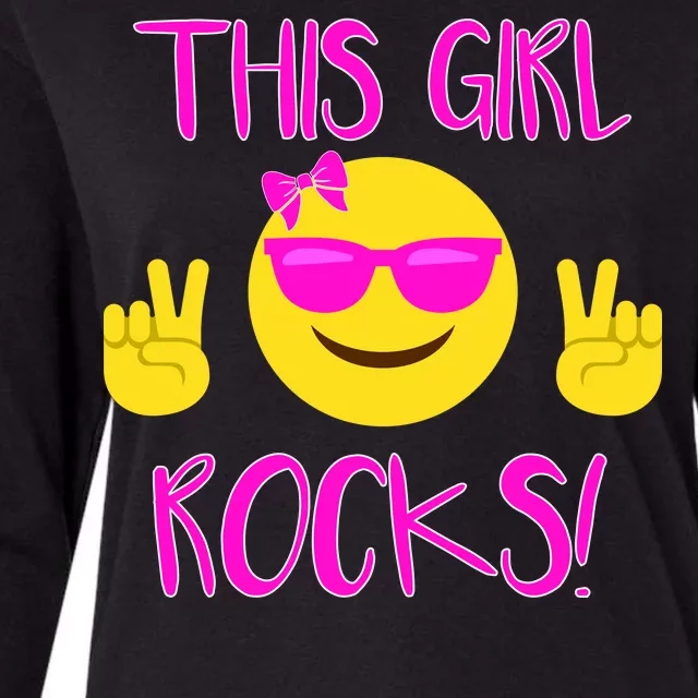 This Girl Rocks Funny Emoji Womens Cotton Relaxed Long Sleeve T-Shirt