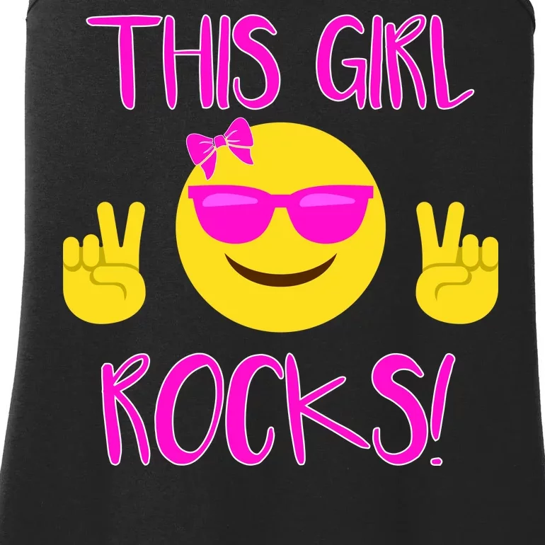 This Girl Rocks Funny Emoji Ladies Essential Tank