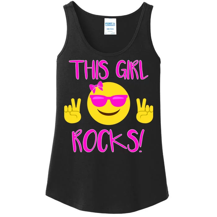 This Girl Rocks Funny Emoji Ladies Essential Tank