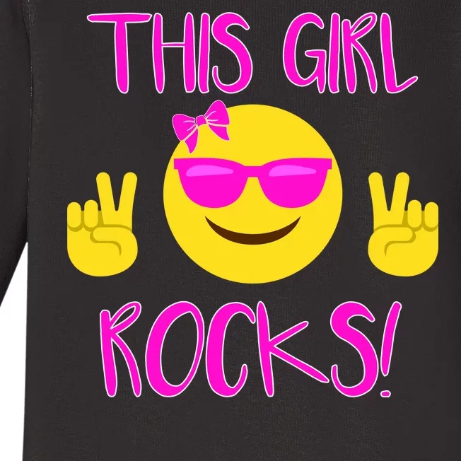 This Girl Rocks Funny Emoji Baby Long Sleeve Bodysuit