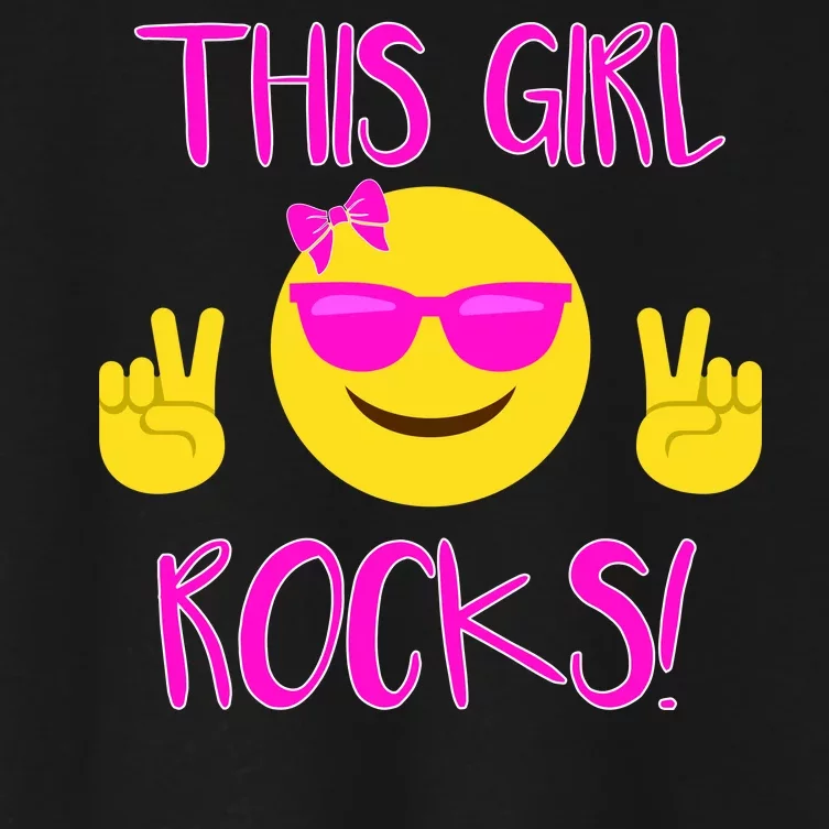 This Girl Rocks Funny Emoji Women's Crop Top Tee