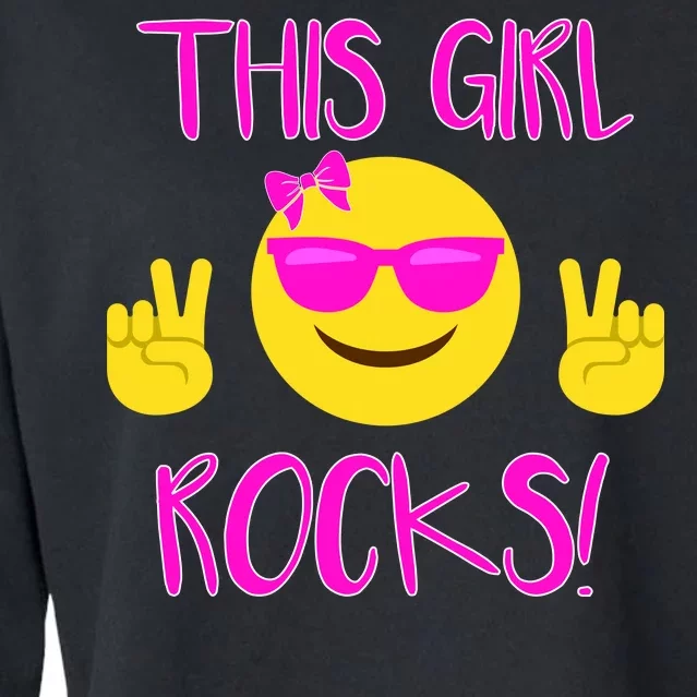 This Girl Rocks Funny Emoji Cropped Pullover Crew